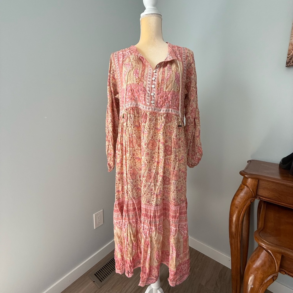 Spell Pink and Cream Long Sleeve Dress